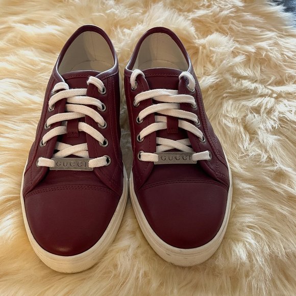 GUCCI RED LEATHER SNEAKERS WITH METAL LOGO!!!! - Picture 3 of 8
